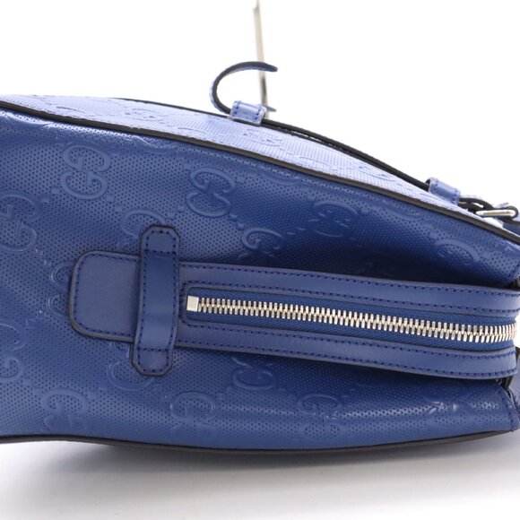 GUCCI Blue GG embossed leather tote bag - Picture 5 of 12